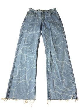 Garage Water Print Wide Leg Jeans Light Wash Raw Hem Size 5 / 27